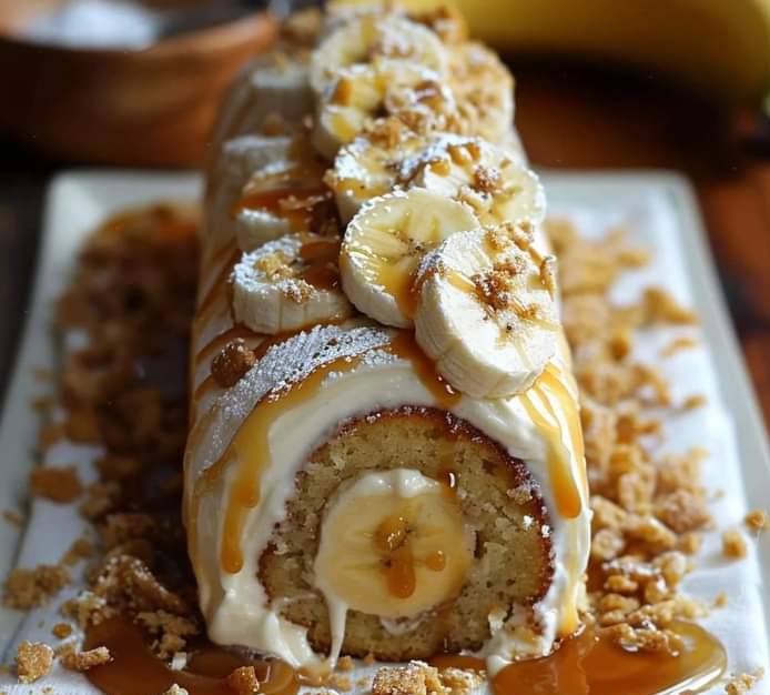 Gâteau roulé à la Banane et au Caramel