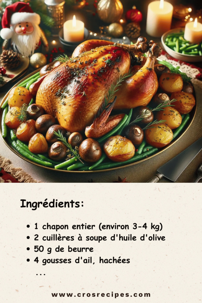 Chapon de Noël doré avec légumes festifs