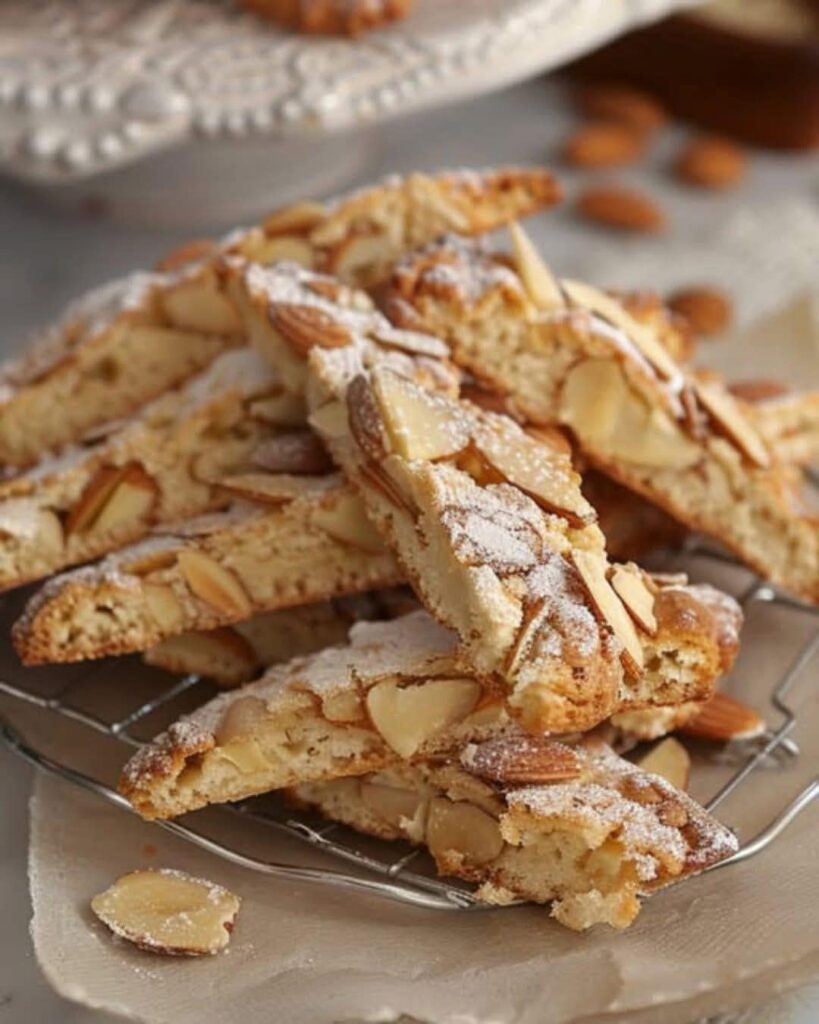 Croquants aux amandes dorés, disposés sur une assiette, prêts à être dégustés.