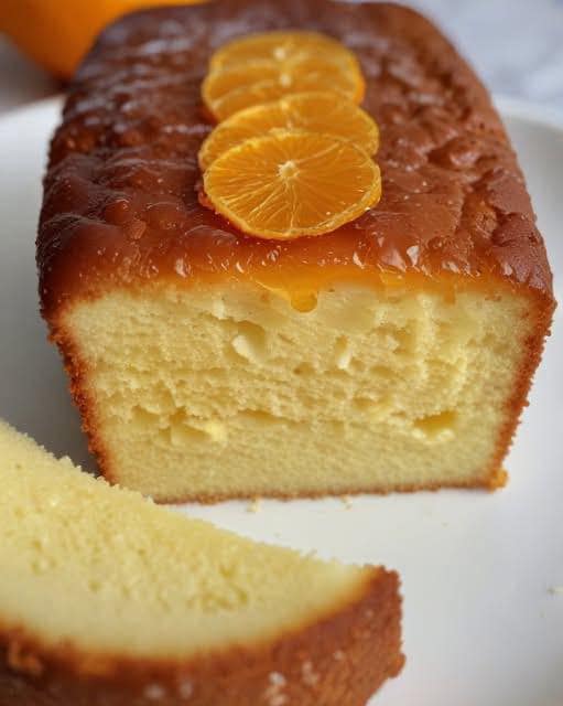 Cake à l’orange maison, moelleux et imbibé de sirop à l’orange.