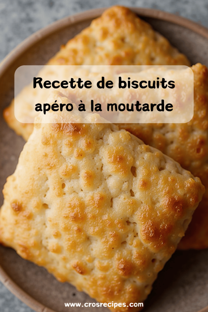 Biscuits apéro à la moutarde et au comté dorés et croustillants prêts à être dégustés.