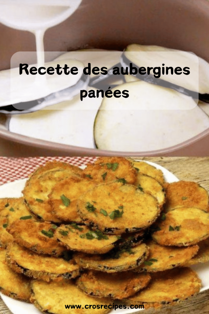 Tranches d’aubergines panées croustillantes, dorées à la perfection.