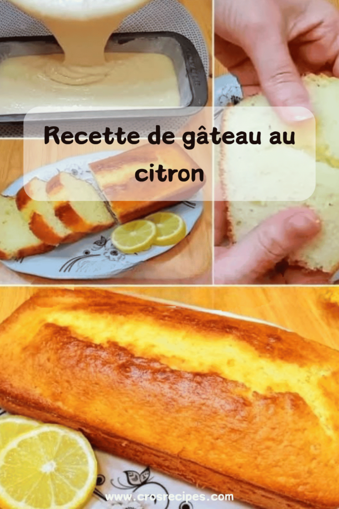 Gâteau au citron moelleux et doré, saupoudré de sucre.