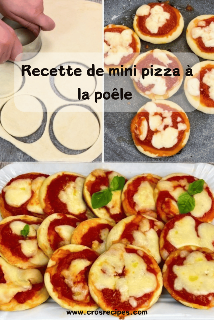 Mini pizzas dorées à la poêle, garnies de sauce tomate et de mozzarella fondue.