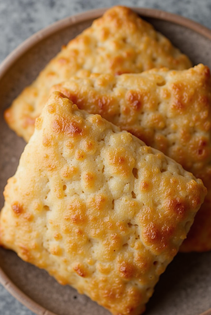 Biscuits apéro à la moutarde et au comté dorés et croustillants prêts à être dégustés.