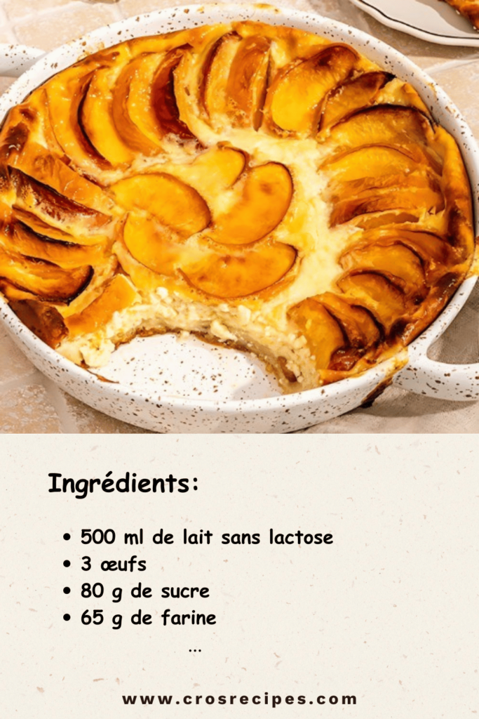 Clafoutis aux pêches gourmand, dessert doré et fruité.