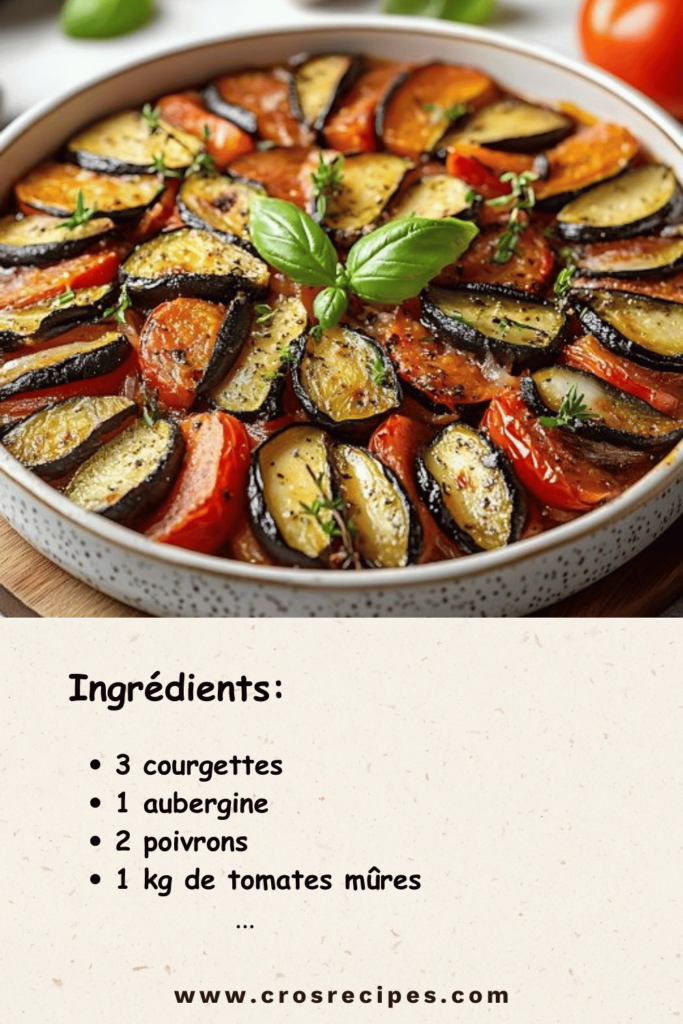 Plat de ratatouille provençale au four avec légumes grillés.