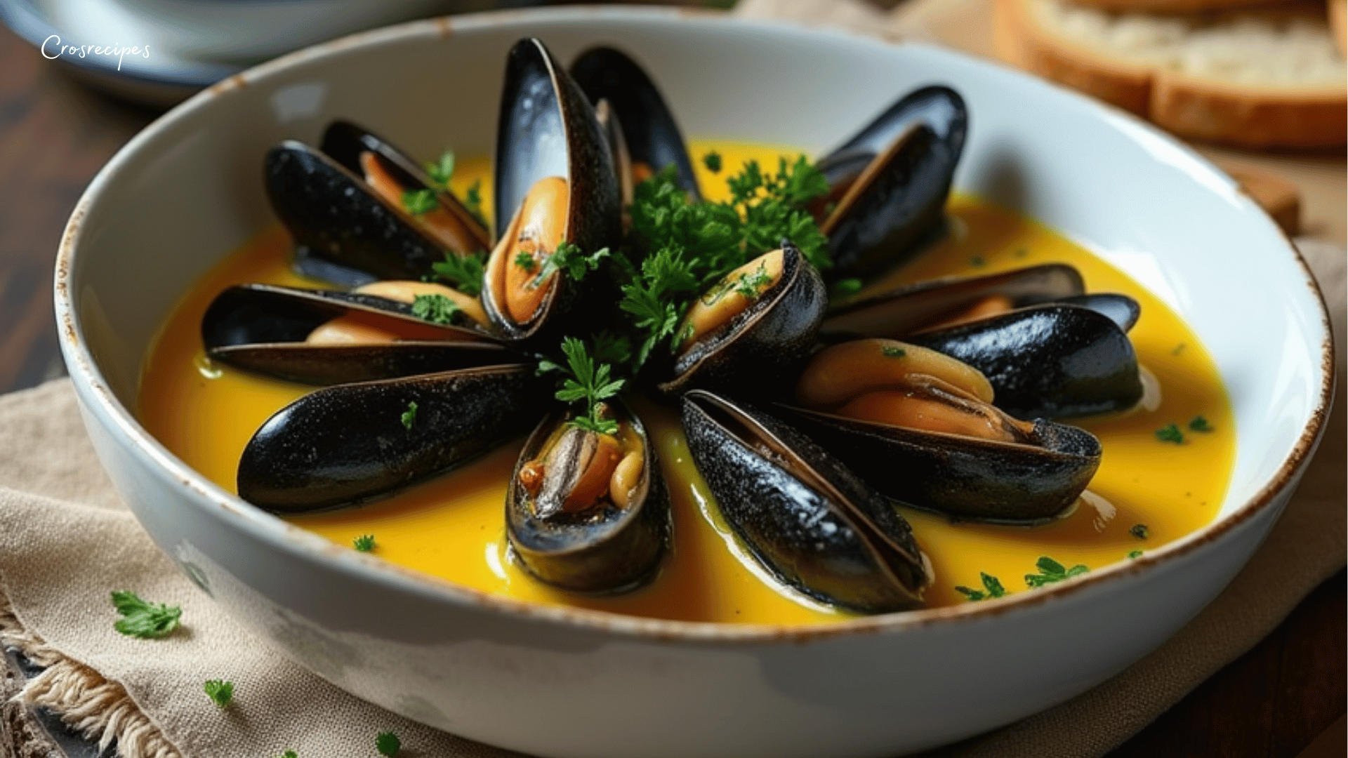 Mouclade charentaise aux moules nappées d’une sauce crémeuse au curry