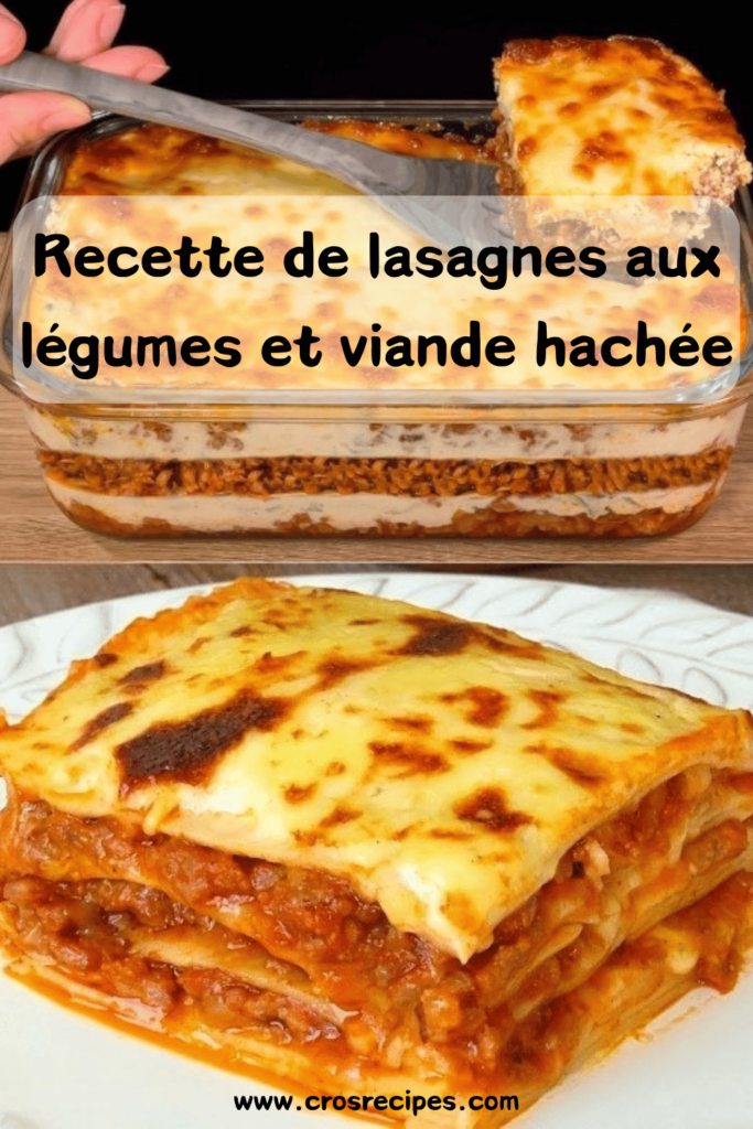 Lasagnes maison gratinées avec viande, légumes et béchamel fondante dans un plat au four