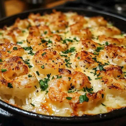 Crevettes roses et dorées, parsemées de persil haché, dans une poêle avec une sauce à l'ail et au citron.