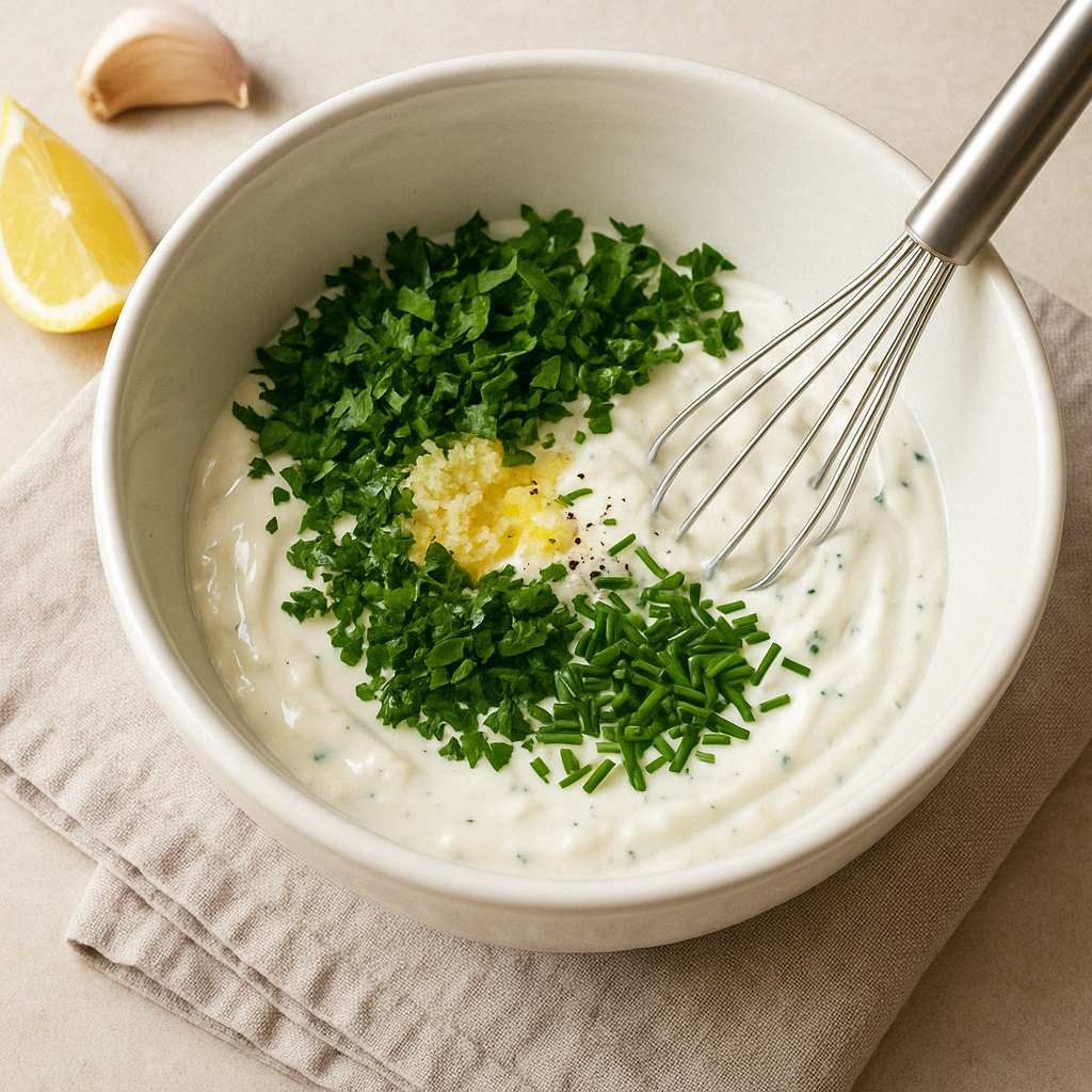 recette dip crémeux aux herbes