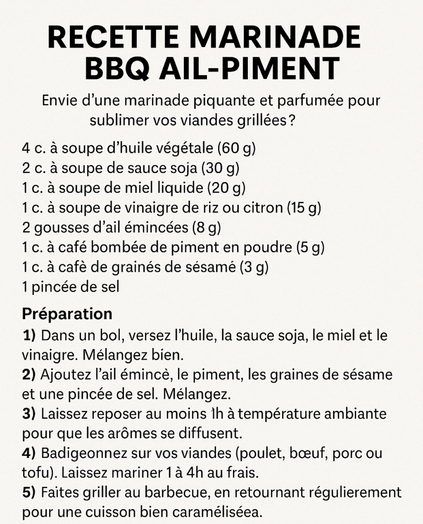marinade BBQ ail-piment maison dans un bol