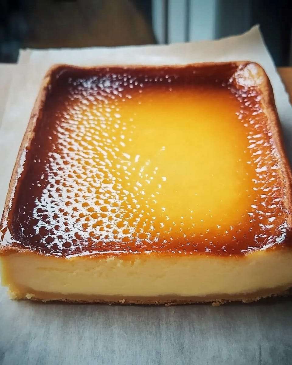 Part de flan pâtissier maison à la vanille, épaisse et crémeuse, sur pâte dorée, servie sur une assiette blanche.