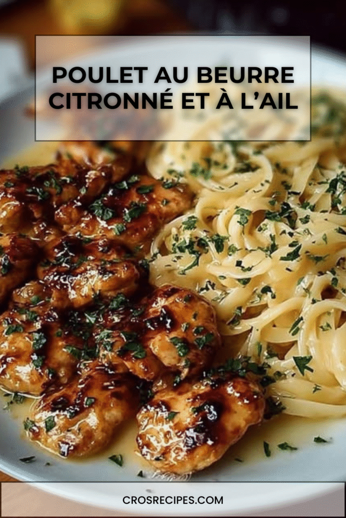assiette de poulet au beurre citronné et linguines crémeuses au parmesan