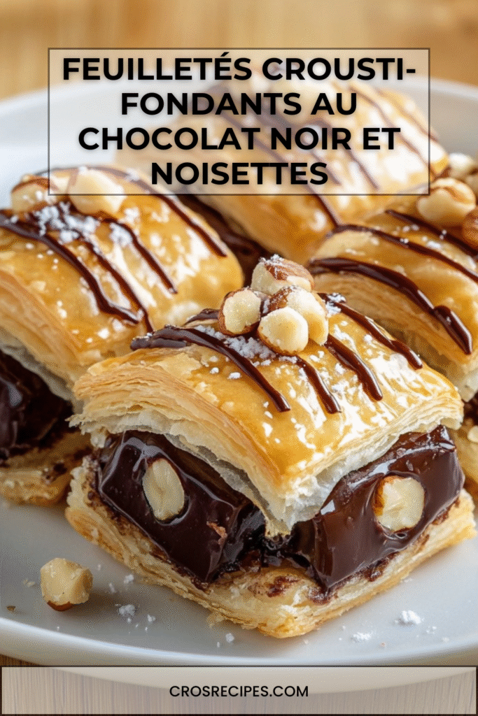 Feuilletés crousti-fondants au chocolat noir et noisettes dorés au four