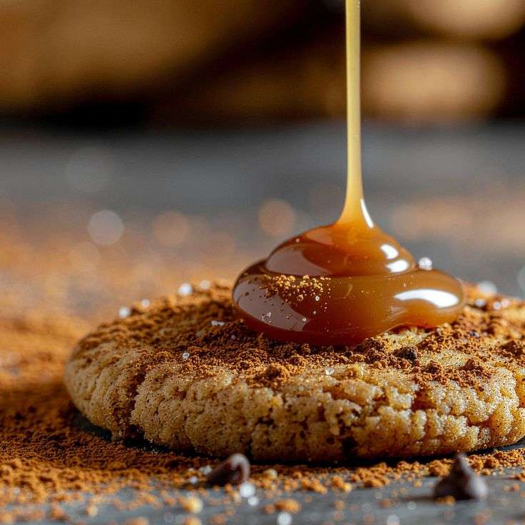 Biscuits sablés dorés garnis de caramel au beurre salé et fleur de sel.