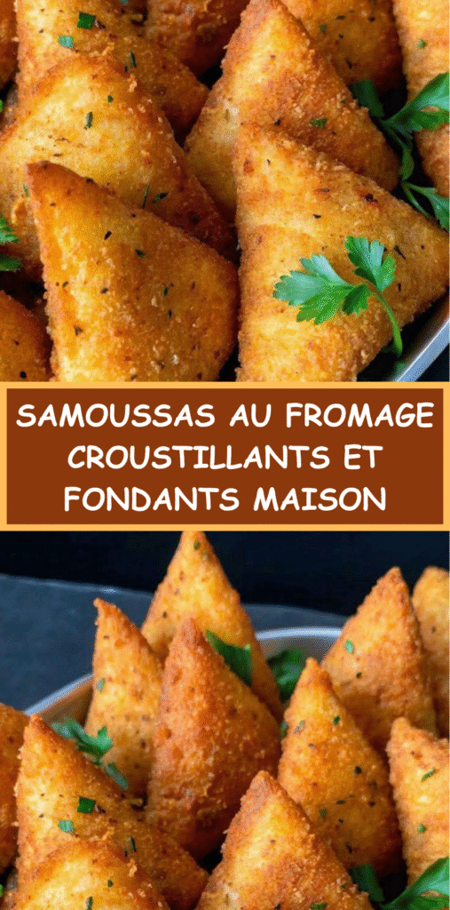 Samoussas dorés et croustillants farcis au fromage, servis avec sauce marinara ou chutney.