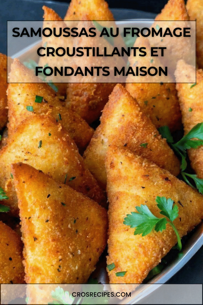 Samoussas dorés et croustillants farcis au fromage, servis avec sauce marinara ou chutney.