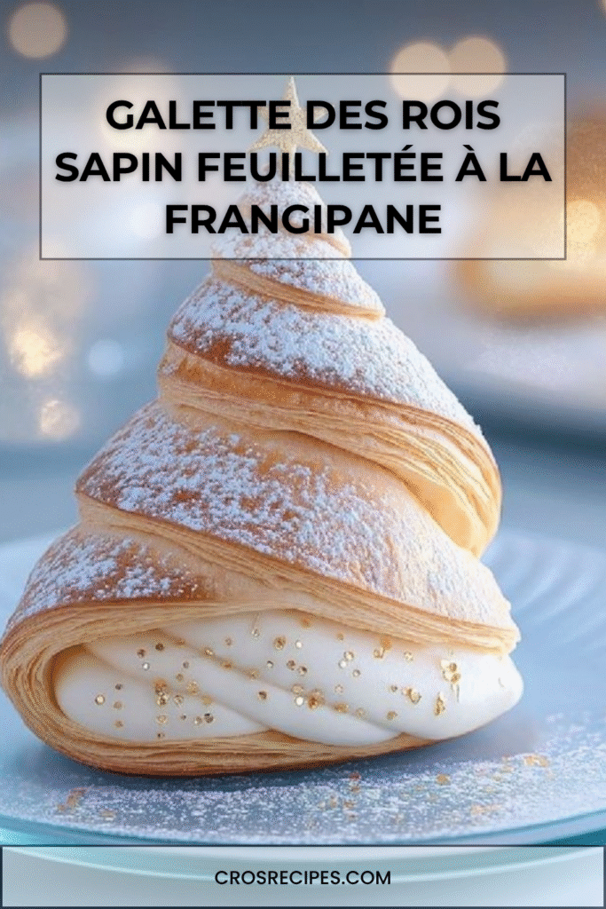 Galette des Rois en forme de sapin torsadé avec frangipane.