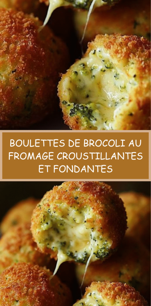 Boulettes de brocoli panées et dorées, croustillantes à l’extérieur et fondantes au fromage à l’intérieur.