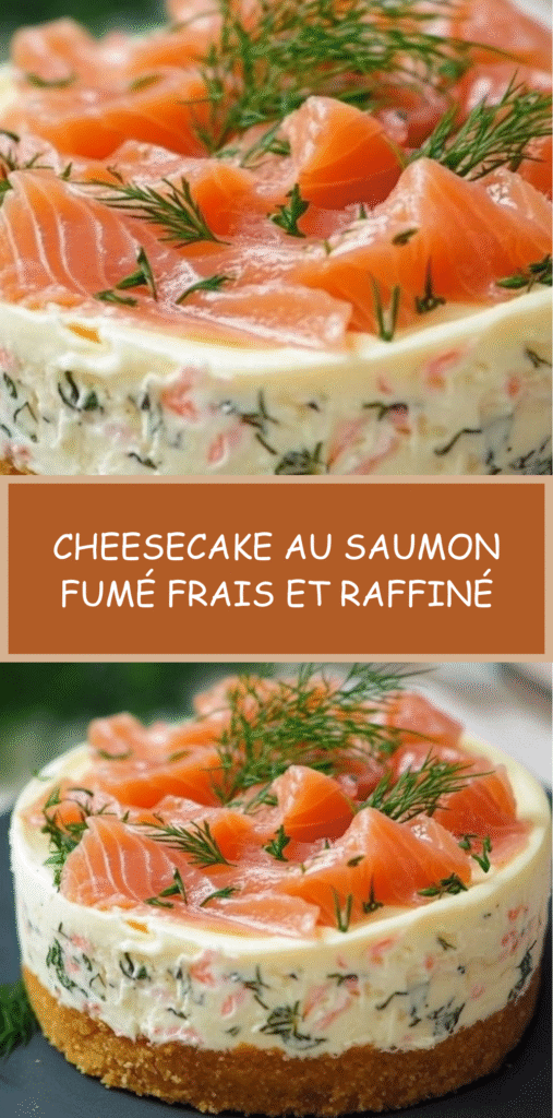 Cheesecake individuel au saumon fumé avec base croquante et ciboulette.