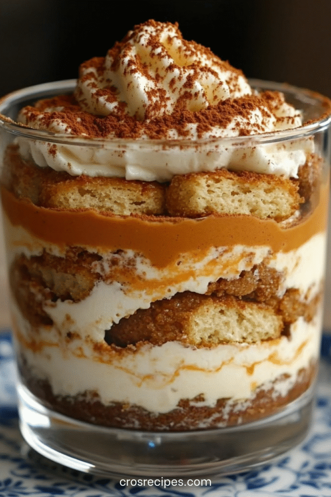 Verrines de tiramisu de Noël aux spéculoos avec couches de crème, café et pâte de spéculoos.