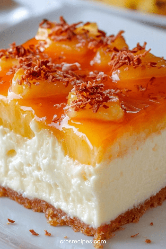 Cheesecake crémeux à l’ananas caramélisé, texture fondante, finition brillante au caramel.