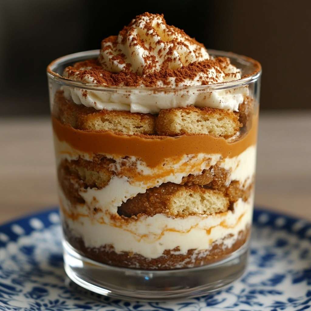 Verrines de tiramisu de Noël aux spéculoos avec couches de crème, café et pâte de spéculoos.