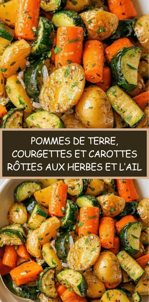 Légumes rôtis rôties au four avec ail, thym et romarin, légumes dorés et croustillants servis chauds