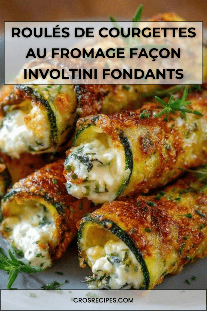 Roulés de courgettes gratinés à la ricotta, mozzarella et parmesan, nappés de sauce tomate et servis bien dorés au four