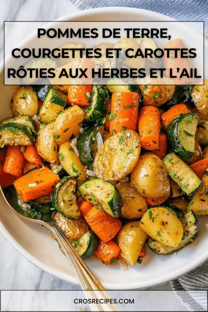 Légumes rôtis rôties au four avec ail, thym et romarin, légumes dorés et croustillants servis chauds