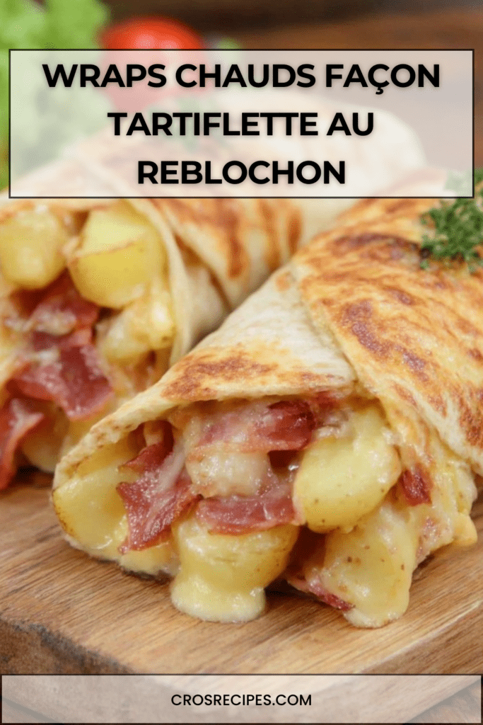 Wraps chauds garnis de pommes de terre, lardons et reblochon fondu, dorés à la poêle et servis bien chauds.