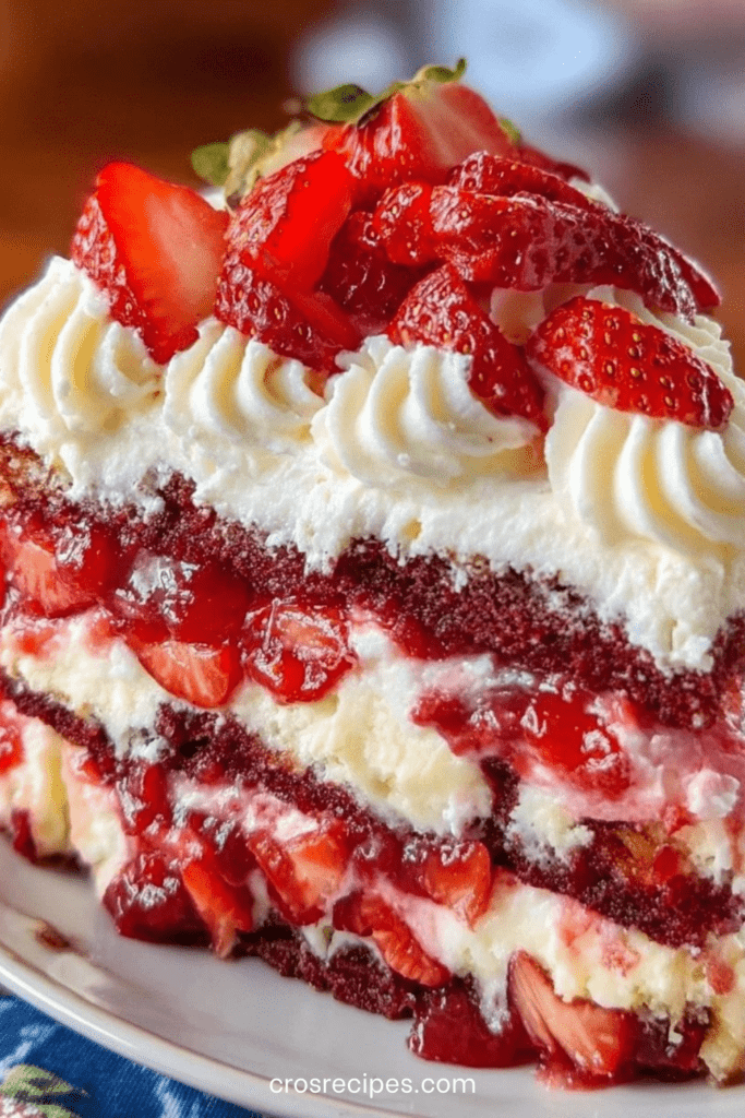 Gâteau aux fraises type fraisier avec génoise moelleuse, crème mascarpone lisse et fraises fraîches disposées en couronne, présenté sur un plat blanc élégant.