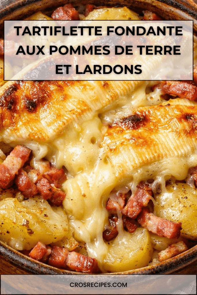 Tartiflette fondante aux pommes de terre, lardons fumés et fromage coulant gratiné au four dans un plat familial doré.