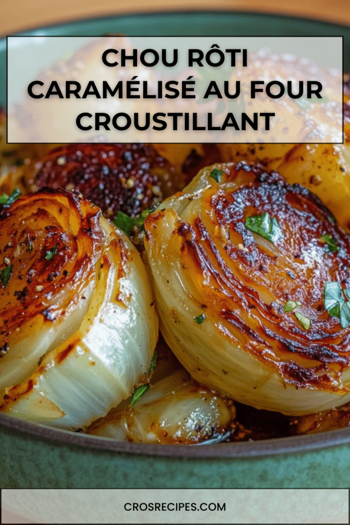 Tranches épaisses de chou rôti au four, bords grillés et caramélisés, parsemées de persil frais sur une plaque de cuisson.
