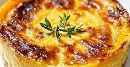 Flan provençal aux tomates, courgettes et poivrons, texture fondante et dorée, fromage gratiné visible, servi en part avec salade verte