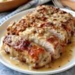 Rôti de veau confit en cocotte, tranché et nappé de jus clair, viande très fondante accompagnée de légumes.