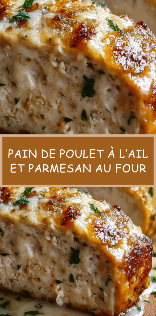 Tranches de pain de poulet à l’ail et parmesan, gratinées au four, servies avec une salade verte et une purée de pommes de terre, sur assiette blanche.