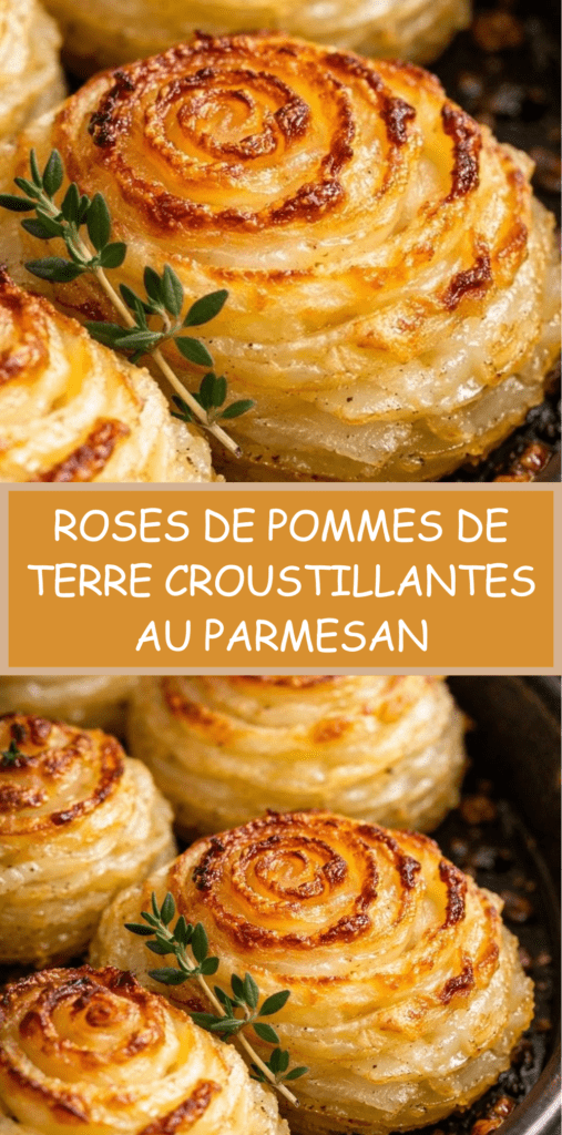 roses de pommes de terre croustillantes au parmesan dorées au four avec bords croustillants et centre fondant dans un moule à muffins