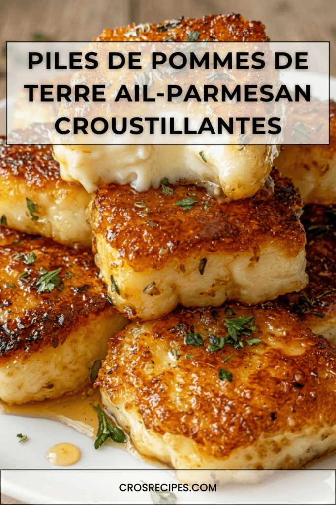 Piles de pommes de terre en rondelles, dorées et croustillantes, nappées de parmesan fondu et parsemées de persil, servies chaudes sur assiette.