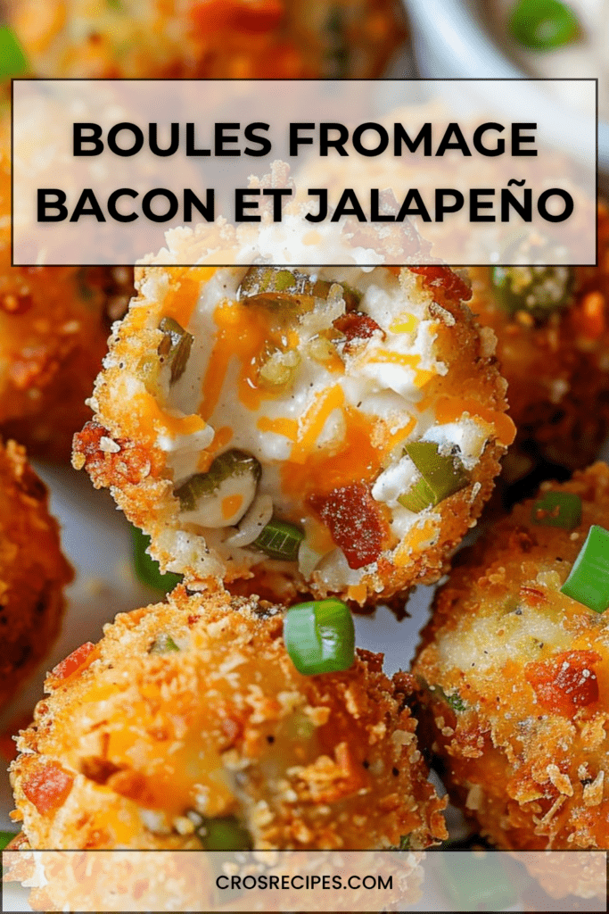 Boules croustillantes au fromage fondu, bacon grillé et jalapeños, dorées et servies chaudes avec une sauce d’accompagnement.