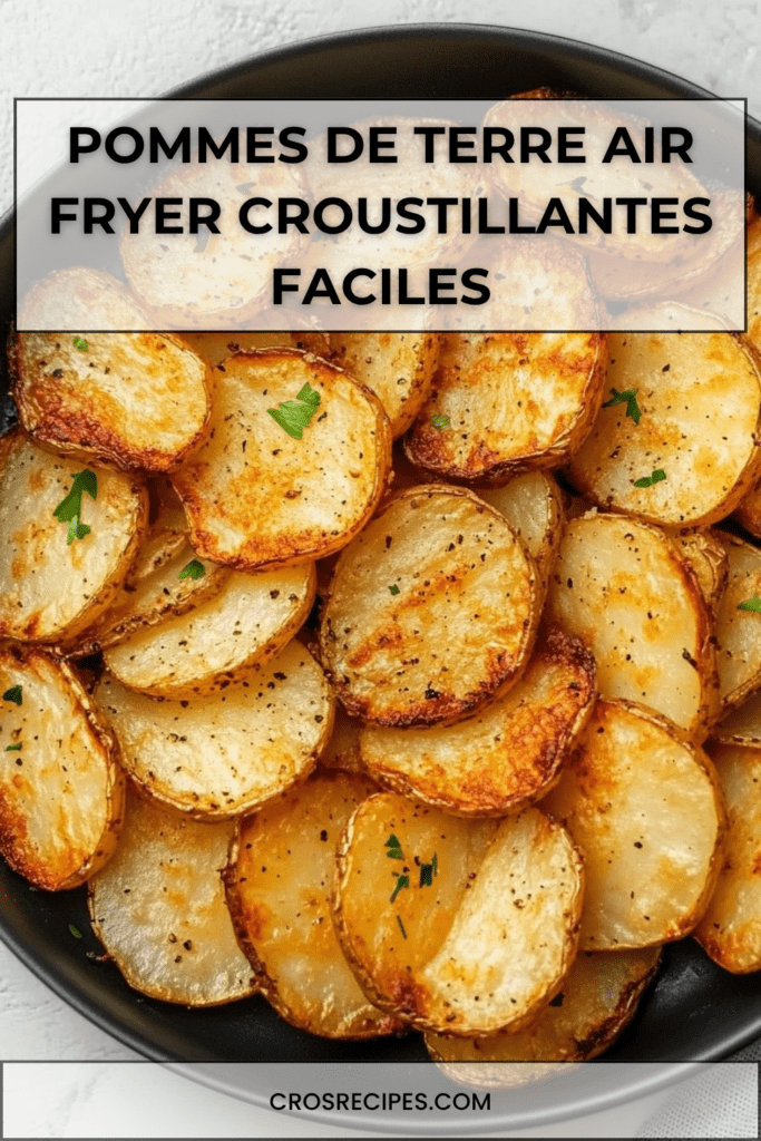 Rondelles de pommes de terre croustillantes à l’air fryer, dorées avec paprika et persil frais, servies chaudes dans une assiette.
