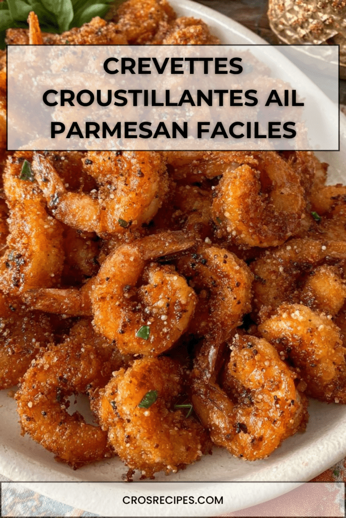 Assiette de crevettes croustillantes panées au parmesan et à l’ail, dorées et servies chaudes avec persil frais et quartier de citron