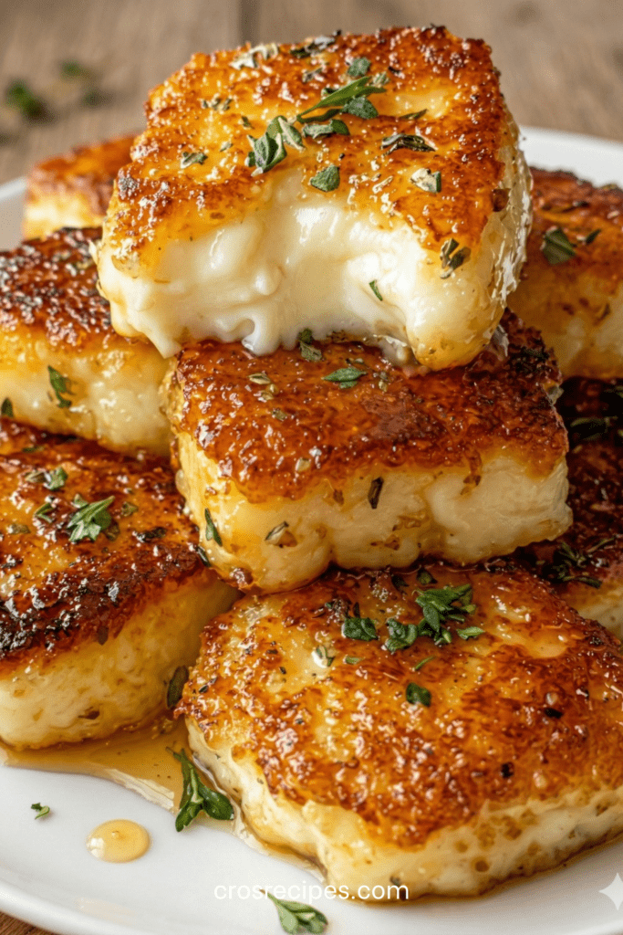 Piles de pommes de terre en rondelles, dorées et croustillantes, nappées de parmesan fondu et parsemées de persil, servies chaudes sur assiette.