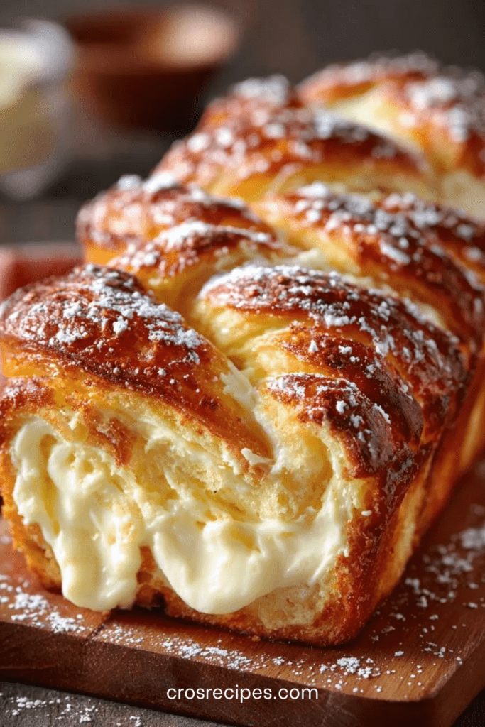 Babka au mascarpone moelleuse, brioche tressée dorée au four, garnie d’une crème onctueuse au mascarpone et saupoudrée de sucre glace