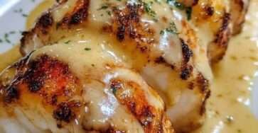 Queues de homard dorées servies dans leur carapace, nappées d’une sauce crémeuse au beurre à l’ail, au citron et au persil frais.