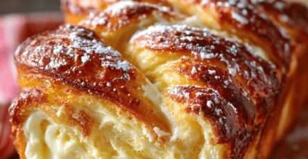 Babka au mascarpone moelleuse, brioche tressée dorée au four, garnie d’une crème onctueuse au mascarpone et saupoudrée de sucre glace