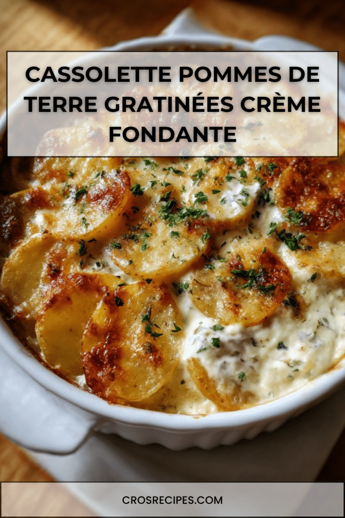 Cassolettes de pommes de terre gratinées à la crème avec surface dorée et croustillante, intérieur fondant et persil frais en finition.