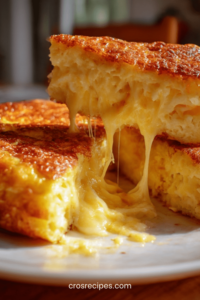 Omelette épaisse dorée au fromage fondant, cœur filant, garnie de ciboulette fraîche, servie chaude dans une poêle façon bistrot.