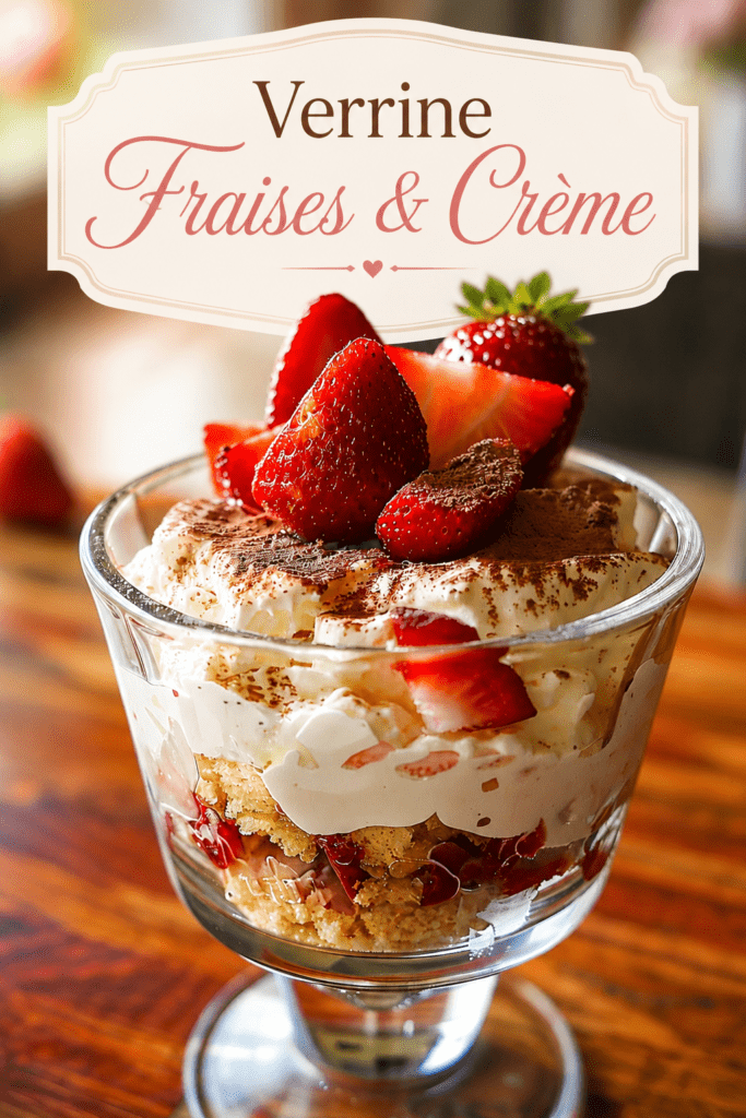 Verrines façon tiramisu aux fraises servies dans des verres transparents, avec crème mascarpone, biscuits imbibés, fraises fraîches et cacao.